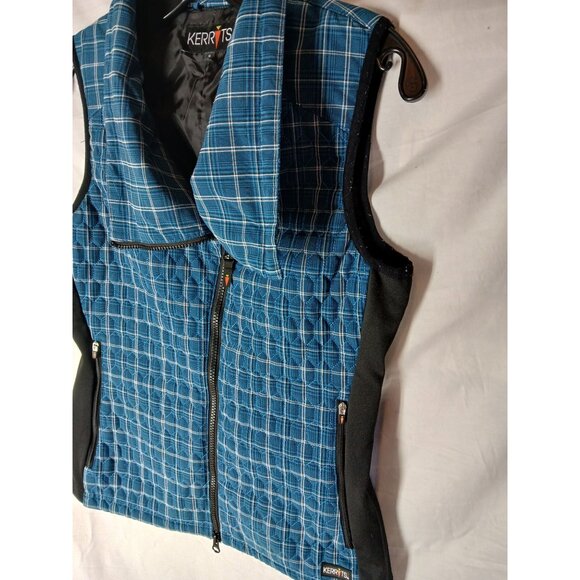 Kerrits Womens Quilted Blue Plaid Riding Vest S Asymmetrical Equestrian Riding - Picture 5 of 16